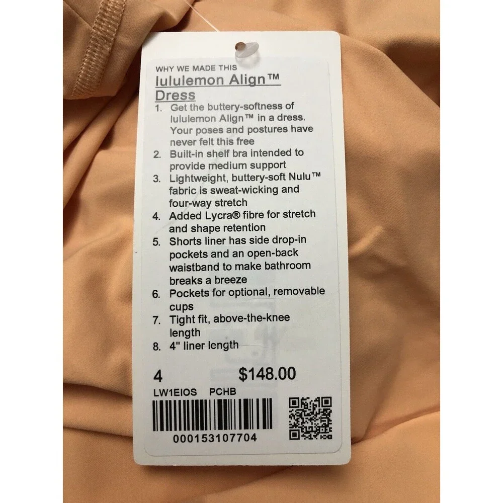 Lululemon Women's Align Dress Size 4 Peach Bellini New w/tag $148 - Picture 3 of 3